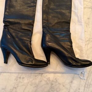 Elegant Pancaldi  Black Leather Heeled Boots for Women